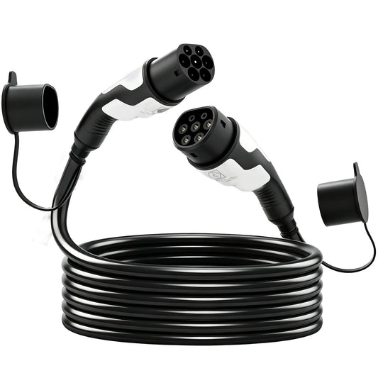 HOMCOM Type 2 EV Charging Cable, 22kW, 32A, Mode 3, 3-Phase, 10m Type 2 to Type 2 EV Extension Cable for EVs, PHEVs