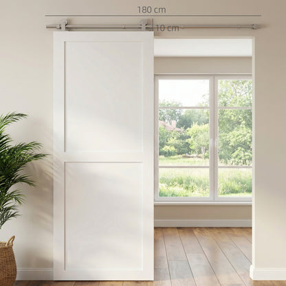 HOMCOM Sliding Door Hardware Kit Smooth Quiet 304 Stainless Steel for 180cm Track Sliver Tone