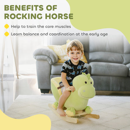 HOMCOM Kids Rocking Horse, Plush Ride-On Dinosaur Seat, with Seat Seat Belt, 32 Songs, Ride-On Horse--ChewyGames-ChewyGames