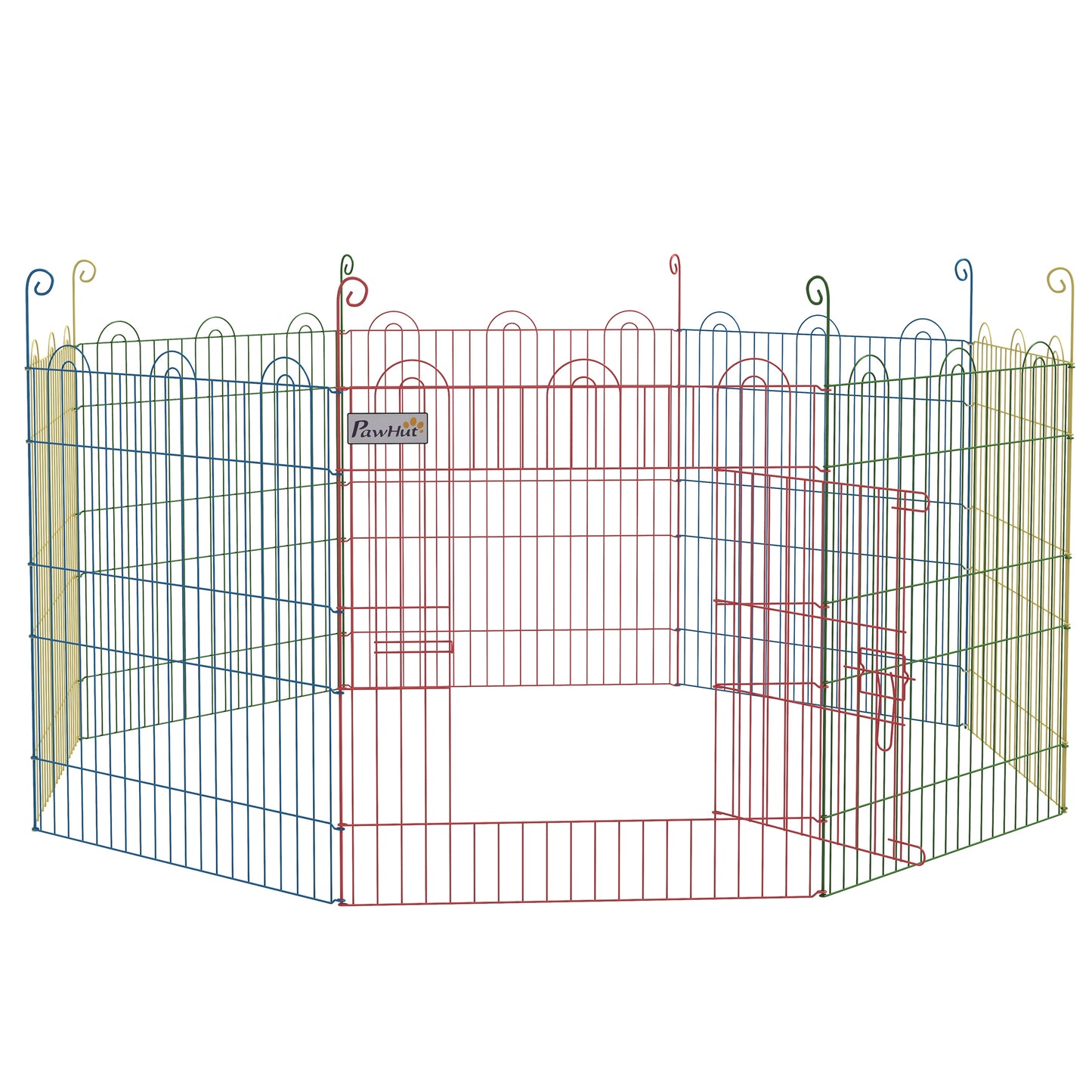 PawHut Pet Playpen Crate, with Eight Panels, Door, for Indoors and Outdoors, 60H x Φ156cm