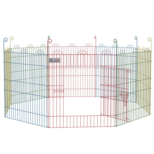 PawHut Pet Playpen Crate, with Eight Panels, Door, for Indoors and Outdoors, 60H x Φ156cm