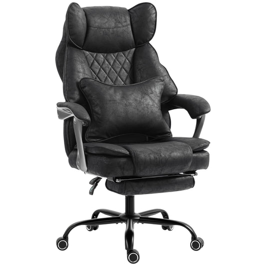 HOMCOM Executive Office Chair, Leathaire Big and Tall Office Chair 180 kg with Wide Seat, Reclining, Lumbar Support, Black