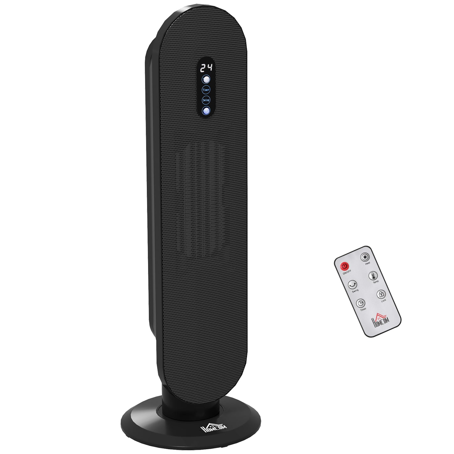 HOMCOM 45° Oscillating Ceramic Space Heater, with Remote - Black