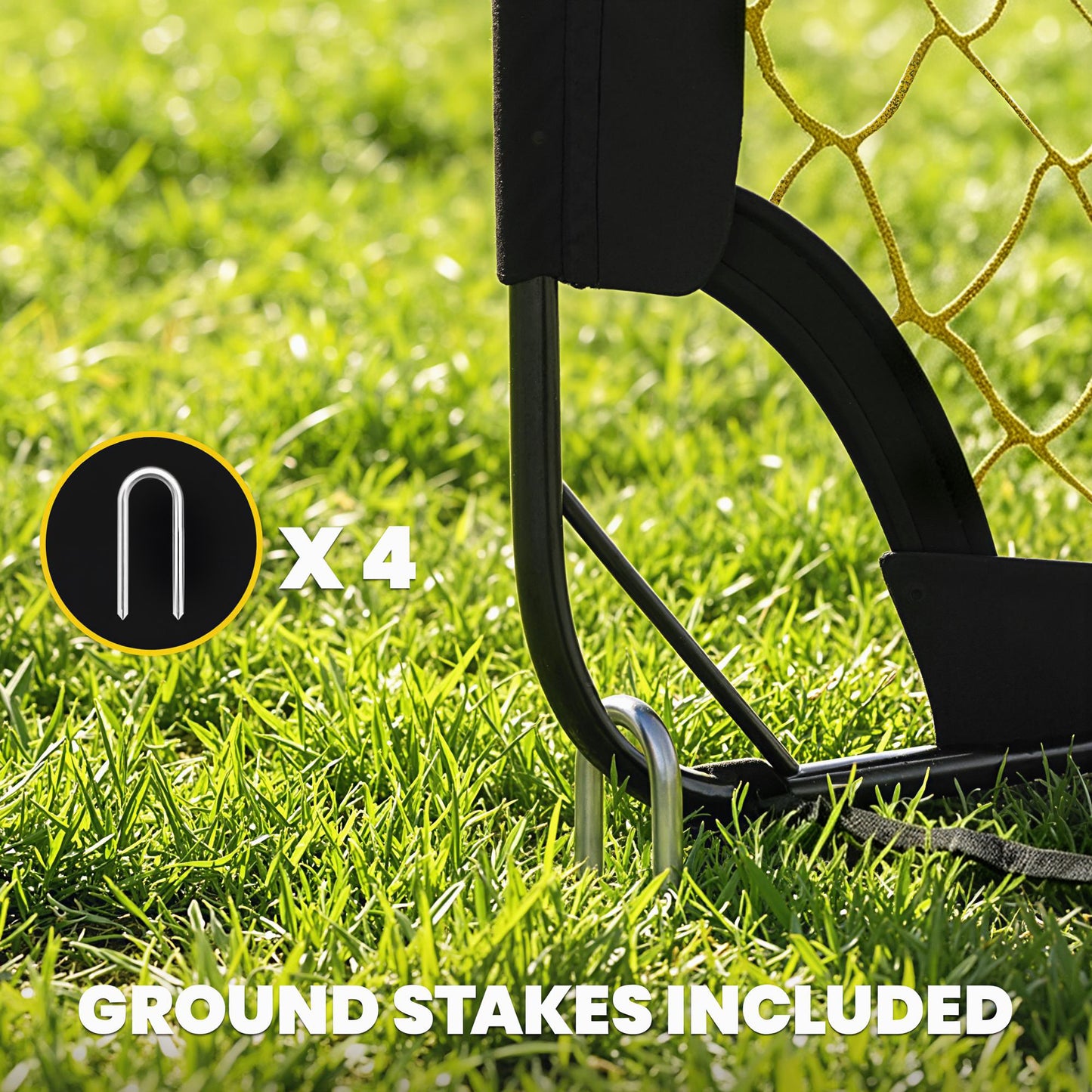 SPORTNOW Pop Up Football Goal, Portable Folding Football Net with Carry Bag, 4 U-Shaped Ground Stakes, Fibreglass Pole