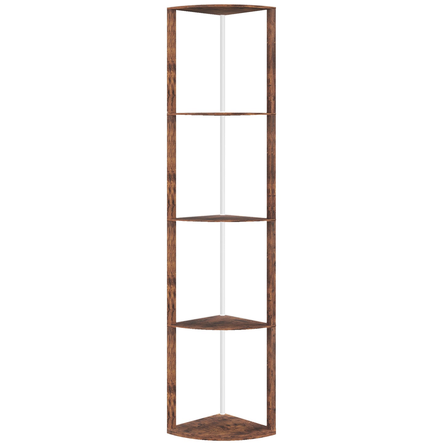 HOMCOM RGB Standing Lamp with Shelves, 4-Tier LED Floor Lamp with Multiple Lighting Modes, Rustic Brown