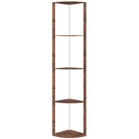 HOMCOM RGB Standing Lamp with Shelves, 4-Tier LED Floor Lamp with Multiple Lighting Modes, Rustic Brown