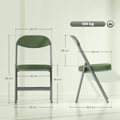 HOMCOM Set of Four Folding Corduroy Seat Chairs - Green