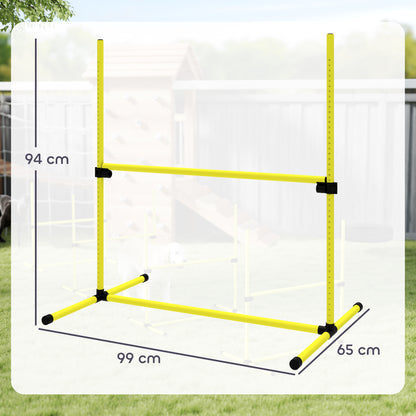 PawHut 4 Pieces Dog Agility Training Equipment, Adjustable Height Jumps Hurdle with Carrying Bag for Outdoor, Yellow