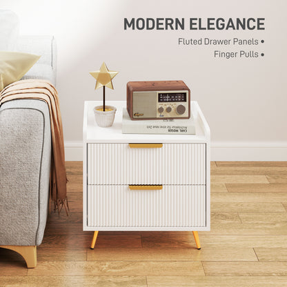 HOMCOM Elegant Two-Drawer Bedside Table Set of 2 - White--ChewyGames-ChewyGames