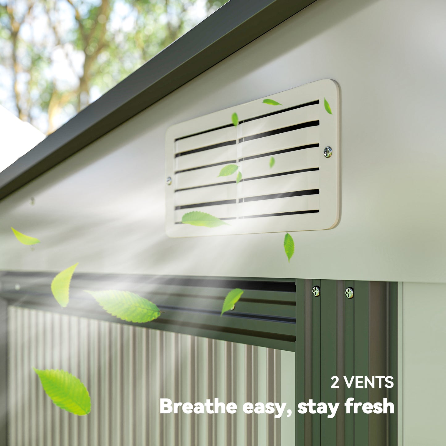 Outsunny 7 x 5ft Galvanised Metal Shed, with Sliding Door, two hooks and adjustable shelves - White