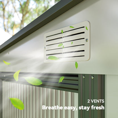 Outsunny 7 x 5ft Galvanised Metal Shed, with Sliding Door, two hooks and adjustable shelves - White