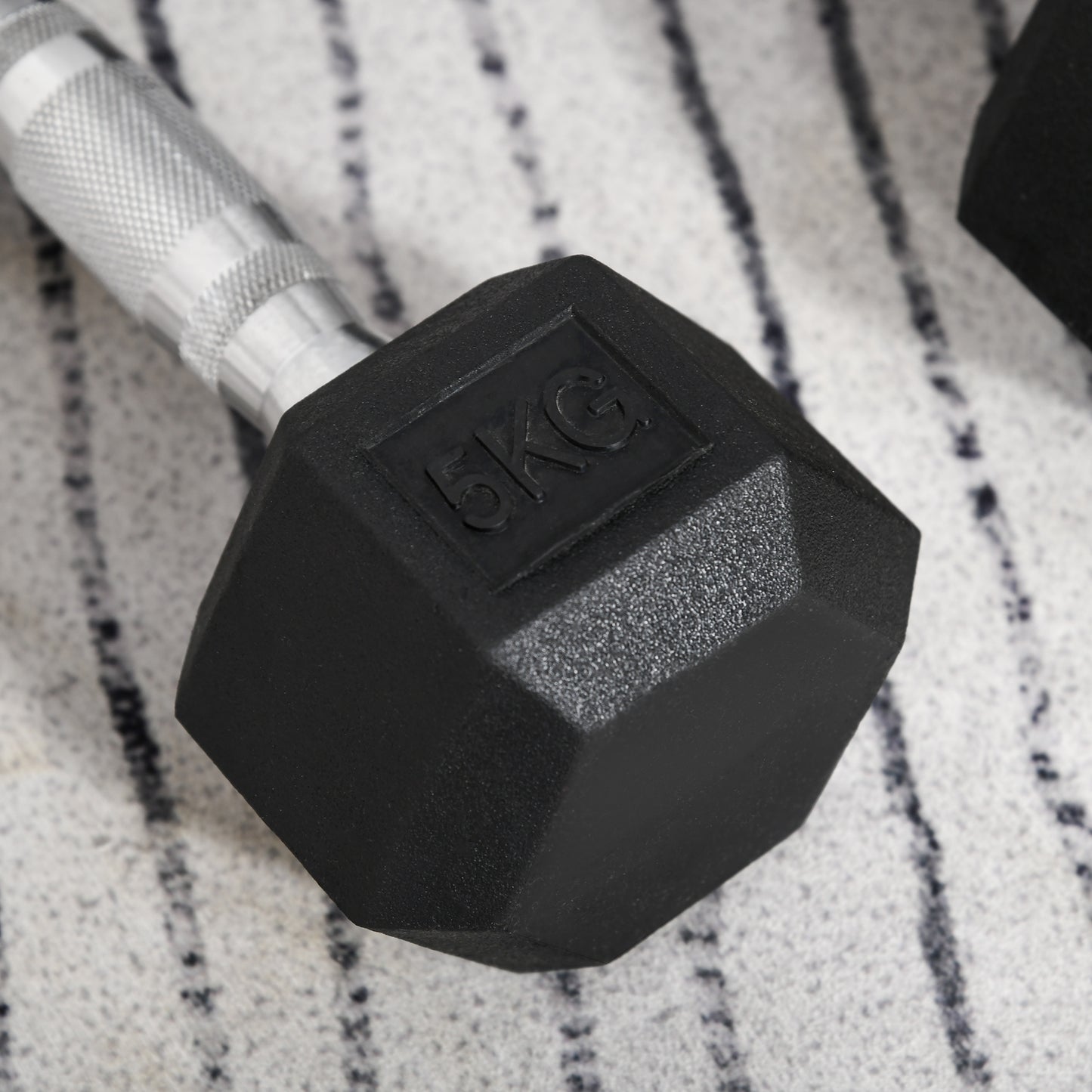 HOMCOM 2x5kg Rubber Dumbbell Sports Hex Weights Sets Gym Fitness Lifting Home-Dumbbells-ChewyGames-ChewyGames