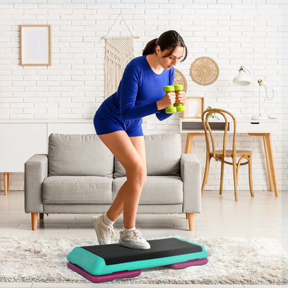 HOMCOM 3-Level Aerobic Step 10/15/20cm Steppers for Exercise Workout w/ Non-Slip Top Compact Stepper Home Office Indoor Outdoor Fitness Equipment--ChewyGames-ChewyGames