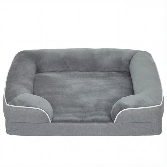 PawHut Dog Sofa Bed, Washable Pet Bed with Removable Cover and Non-Slip Bottom for Cats and Small Dogs, Grey