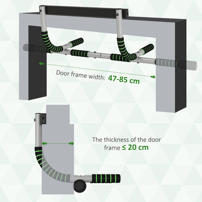 HOMCOM Doorway Pull up Bar, Door Frame Chin up Push up Bar for Home Gym Upper Body Workout, No Drilling or Screws, Green