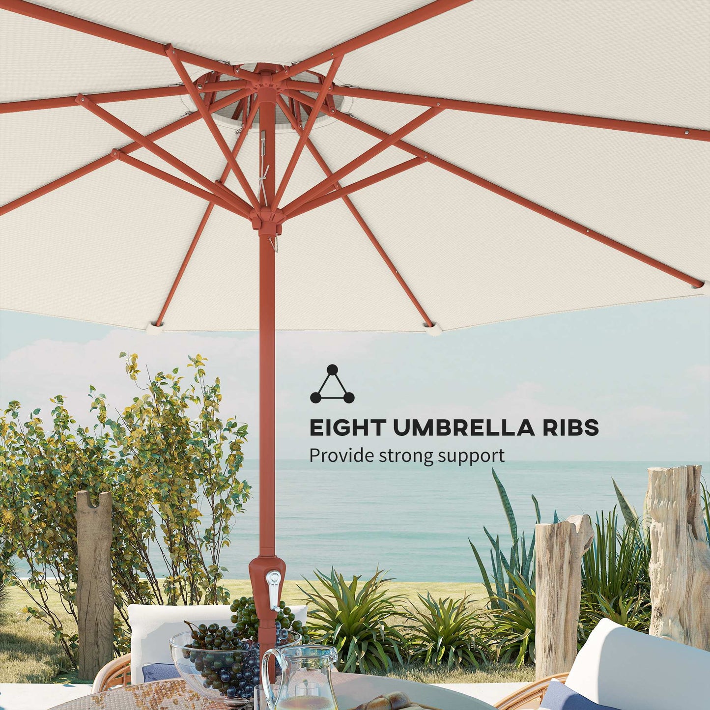 Outsunny 2.7 m Garden Parasol with Double Top Outdoor Market Table Umbrella with Crank System, Cream White--ChewyGames-ChewyGames