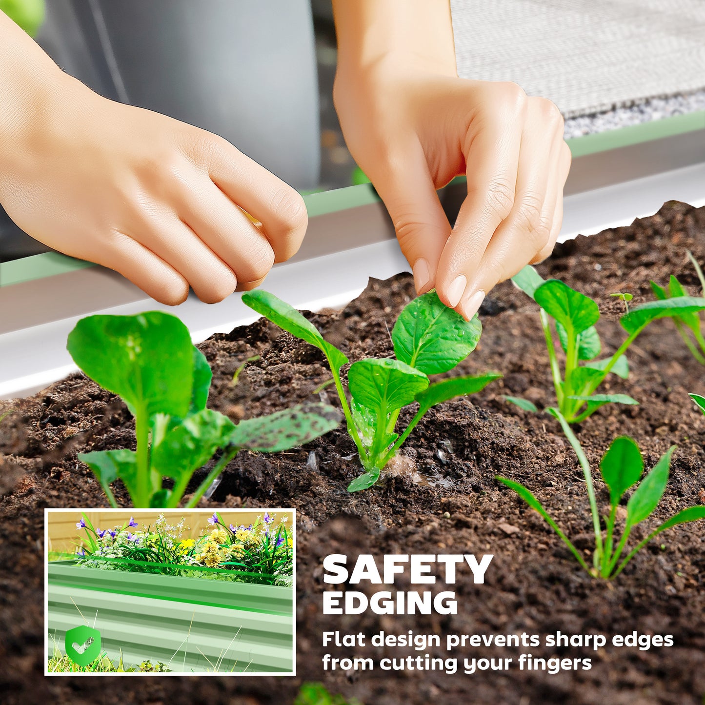 Outsunny Set of Two 110 x 50cm Steel Planter Boxes -  Light Green