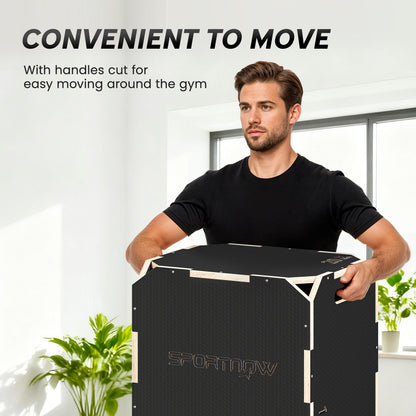 SPORTNOW Non-Slip Plyo Box, Corner-free Wooden Jump Box, 41 x 51 x 48 cm