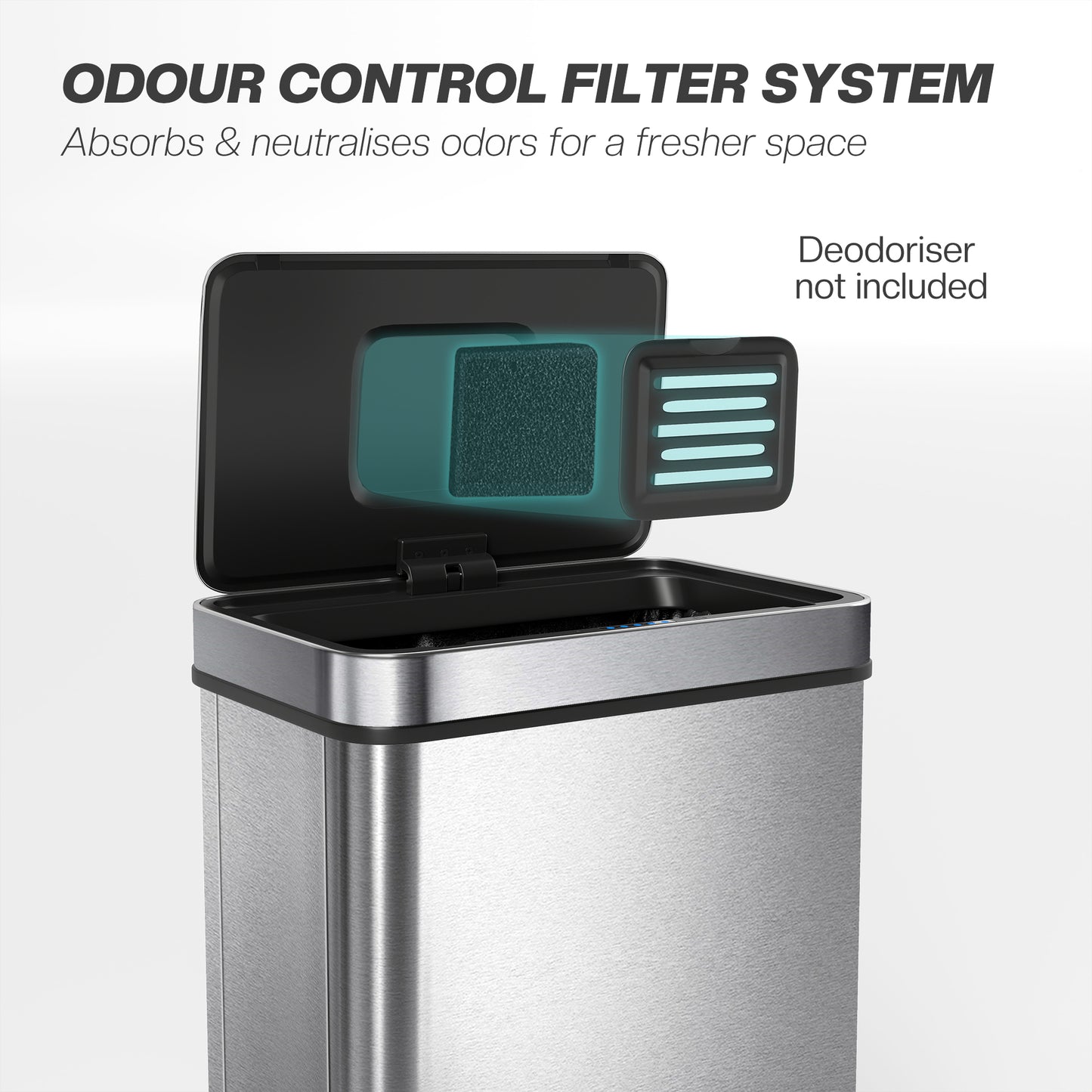 HOMCOM 60 L Sensor Can,  Sensor Bin with Soft-Close Lid, Fingerprint-Proof Stainless Steel, Silver Tone