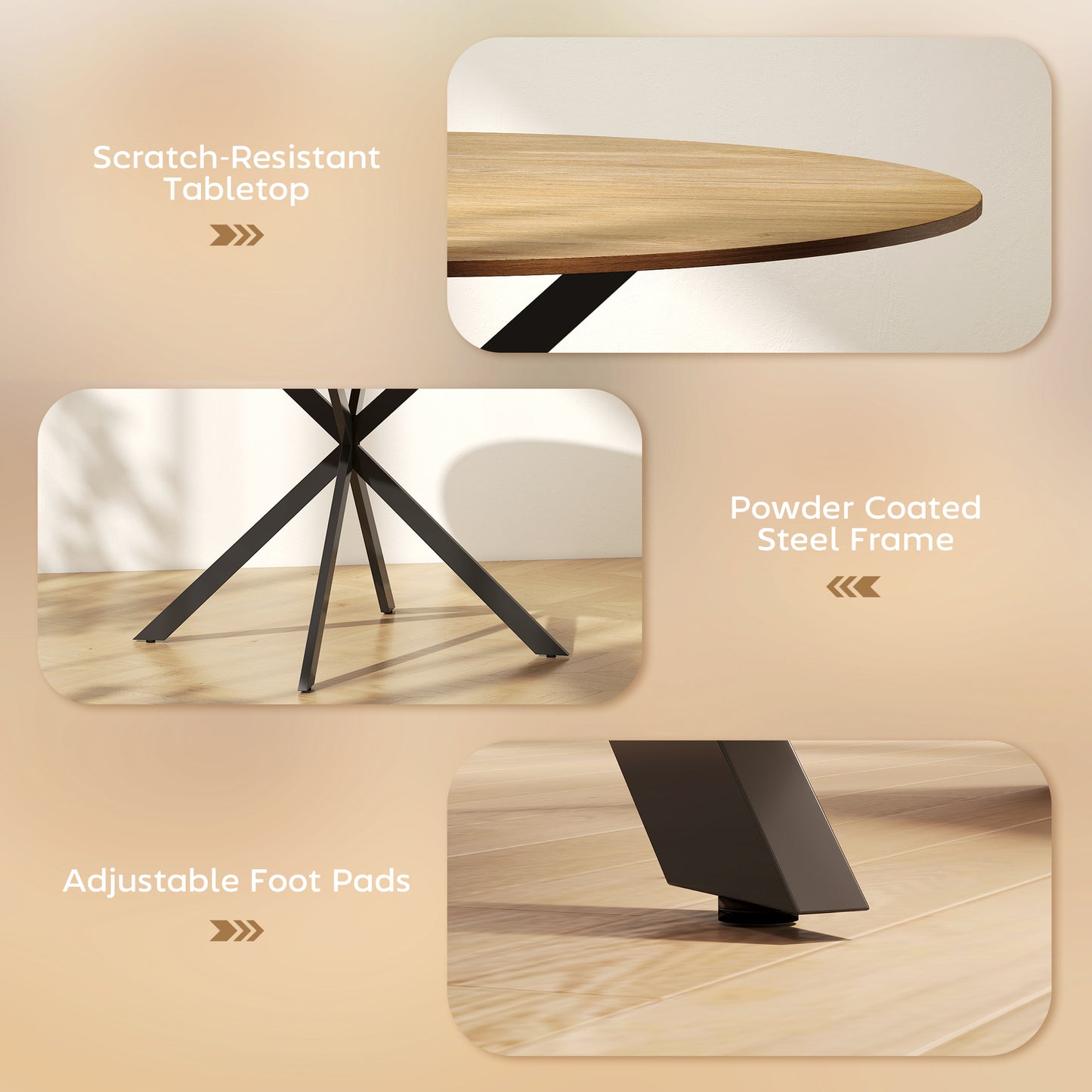 HOMCOM Dining Table for 4, 120 cm Industrial Kitchen Table with Wood Effect Tabletop and Steel Legs, Oak