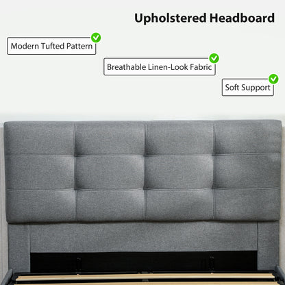 HOMCOM 4ft6 Double Ottoman Bed with Gas Lift Storage - Grey