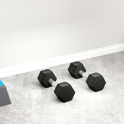 HOMCOM 2x6kg Hex Dumbbells Set Rubber Dumbbells Weight Lifting Equipment Fitness Home Gym--ChewyGames-ChewyGames