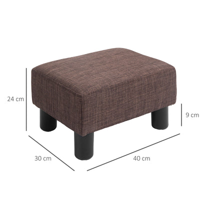 HOMCOM Linen Fabric Footstool Ottoman Cube with 4 Plastic Legs, Brown--ChewyGames-ChewyGames