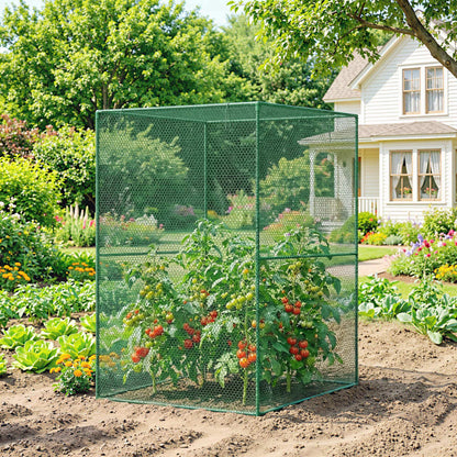 Outsunny 120 x 120cm Compact Plant Cage, with Netting - Green