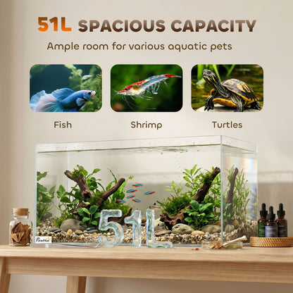 PawHut Fish Tank Bare Glass for DIY Glass Aquarium with Protective Base Mat 51L Transparent for Fish Shrimps