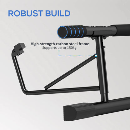 SPORTNOW Pull-Up Bar, No-Drilling Chin-Up Bar, Push-Up Stand with Resistance Bands, Padded Handles for Home Gym Exercise, Blue