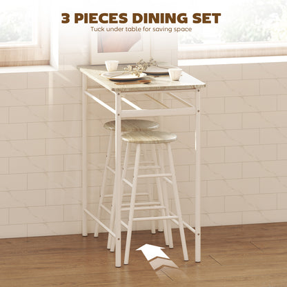 HOMCOM Bar Table Set, Bar Table and Stools Set, Footrest and Storage Shelf, for Kitchen, Dining Room, Pub, Cafe, White and Oak--ChewyGames-ChewyGames