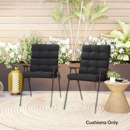 Outsunny 2-Piece Seat Cushion Replacement with Backrest, Garden Patio Chair Cushions Set with Ties, Black