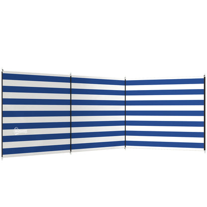 Outsunny 4 Pole Camping Windbreaks, Beach Wind Shield Shelter with Carry Bag and Steel Poles, 540cm x 150cm, Dark Blue