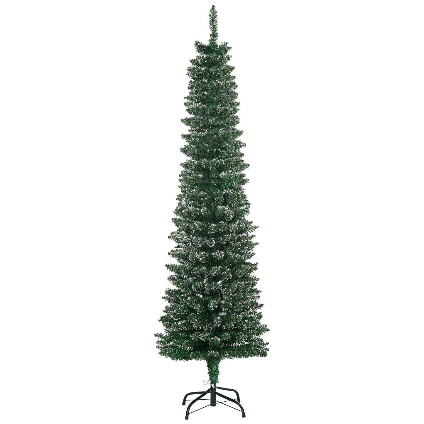 HOMCOM 5.5FT Artificial Snow Dipped Christmas Tree Xmas Pencil Tree Holiday Home Indoor Decoration with Foldable Black Stand, Green--ChewyGames-ChewyGames