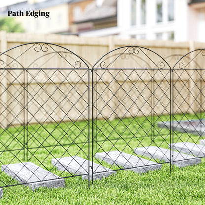 Outsunny 43in x 11.5ft Decorative Garden Fencing,  4PCs Rustproof Metal Wire Outdoor Picket Fence Panels, Black