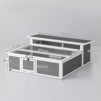 PawHut Wooden Tortoise House, Tortoise Enclosure with Clear Observation Window, Top Opening, Multiple Doors, Galvanised Mesh