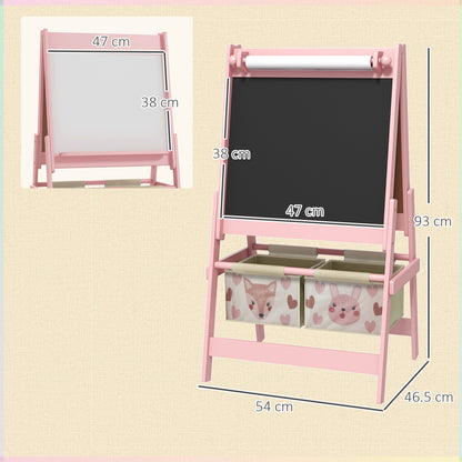 AIYAPLAY Three-In-One Kids Easel with Paper Roll, Art Easel, with Storage - Pink--ChewyGames-AIYAPLAY