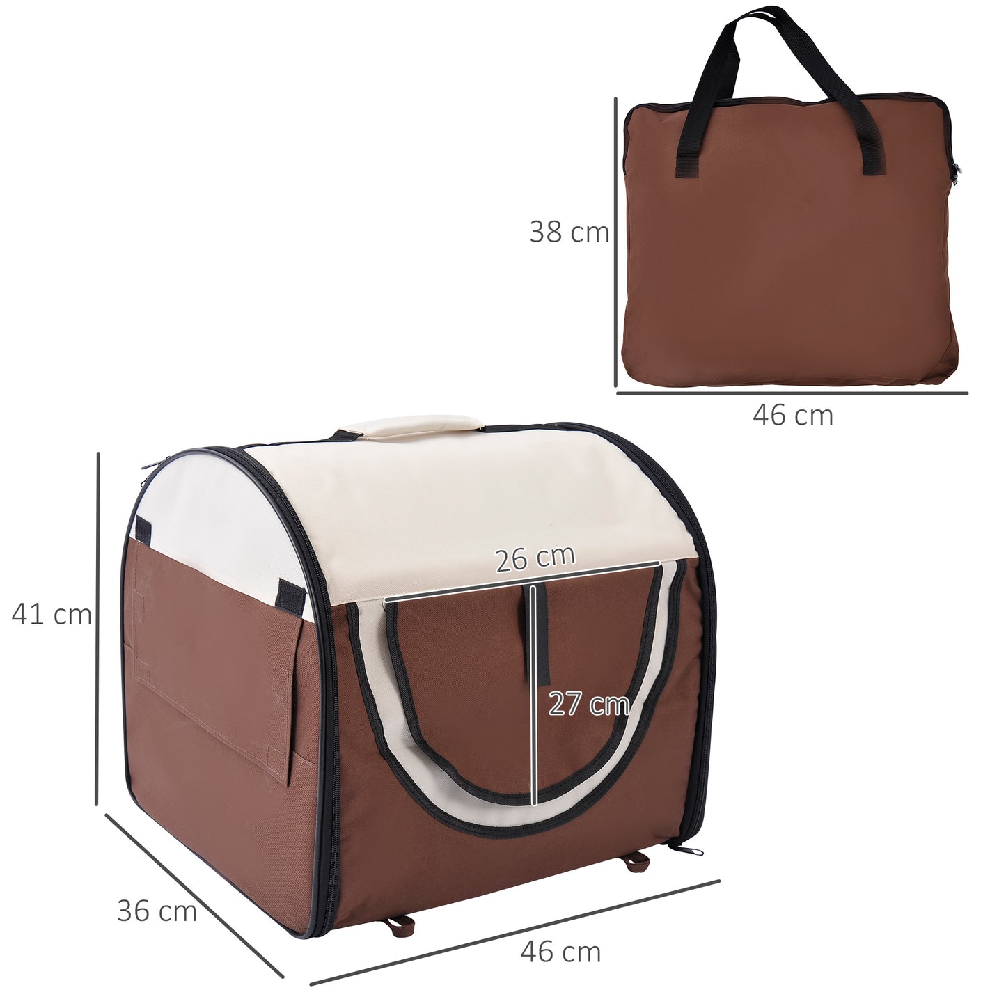 Pawhut Folding Fabric Soft Pet Crate, 46Lx36Wx41H cm - Brown