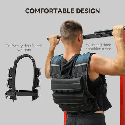SPORTNOW 15KG Adjustable Weighted Vest, Running Weight Vest, with 30 Metal Weights, Reflective Strips, for Running, Exercise