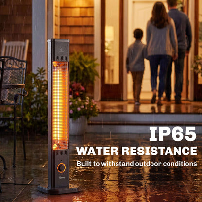 Outsunny 2000 W Electric Infrared Patio Heater with Cover, Free Standing/Wall Mounted IP65 Outdoor Garden Heater, Black