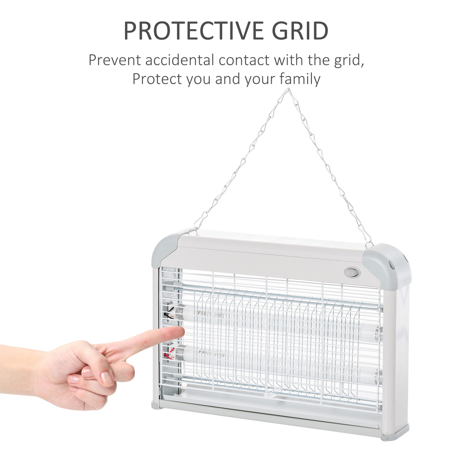 Outsunny Electric Fly Zapper, 20W Electric Fly Killer, Wall Hanging Bug Zapper Indoor & Outdoor Attracting Insect Mosquito Killer, Grey
