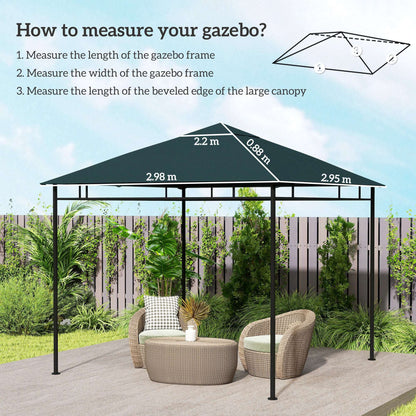 Outsunny 3 x 3 m Gazebo Canopy Replacement Cover, Garden Gazebo Roof Replacement with Drain Holes, TOP COVER ONLY, Grey