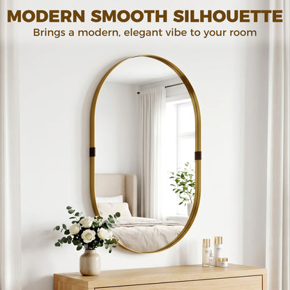 HOMCOM Wall Mirror, Bathroom Mirror with Elevated Aluminium Alloy Frame, 60 x 90 cm, Gold Tone