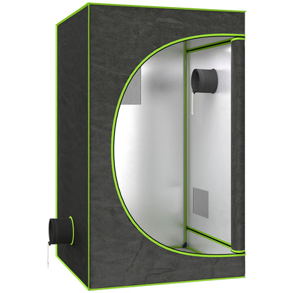 Outsunny Grow Tent 120 x 120 x 200 cm, Reflective Mylar Hydroponic Growing Tent with 600D Oxford Fabric, Observation Window, Vent, Zipper Door for Indoor Plant Growing, Black
