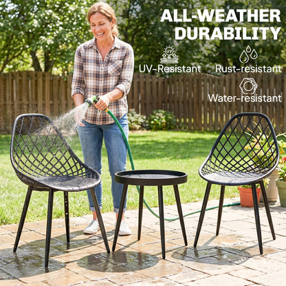 Outsunny 3-Piece Outdoor Bistro Set with 2 Chairs and Round Table for Garden, Balcony, Porch, Black--ChewyGames-ChewyGames