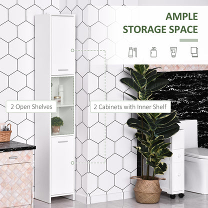 HOMCOM Tall Bathroom Storage Cabinet with Three-position Adjustable Shelves For Neutral Style, Hallway White