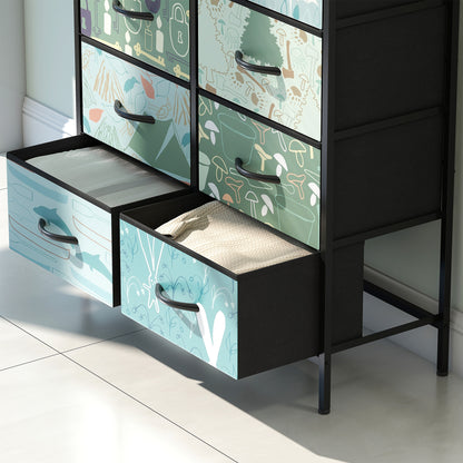 HOMCOM 8-Drawer Chest of Drawers - Blue