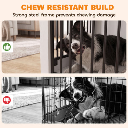 PawHut 100 cm Large Dog Crate Furniture with Sliding Barn Door for Large Dogs, White