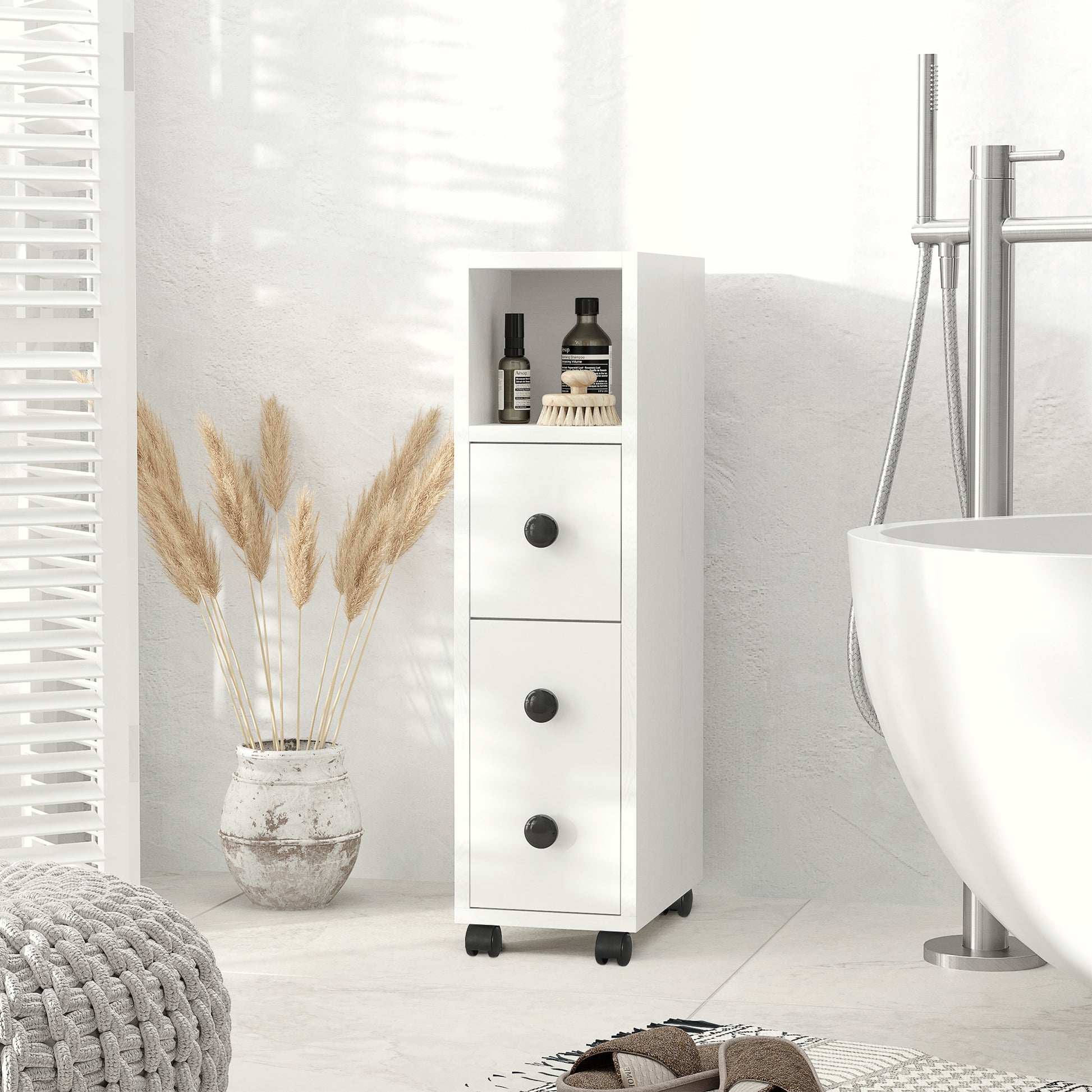 kleankin Slimline Bathroom Storage Cabinet - White--ChewyGames-ChewyGames