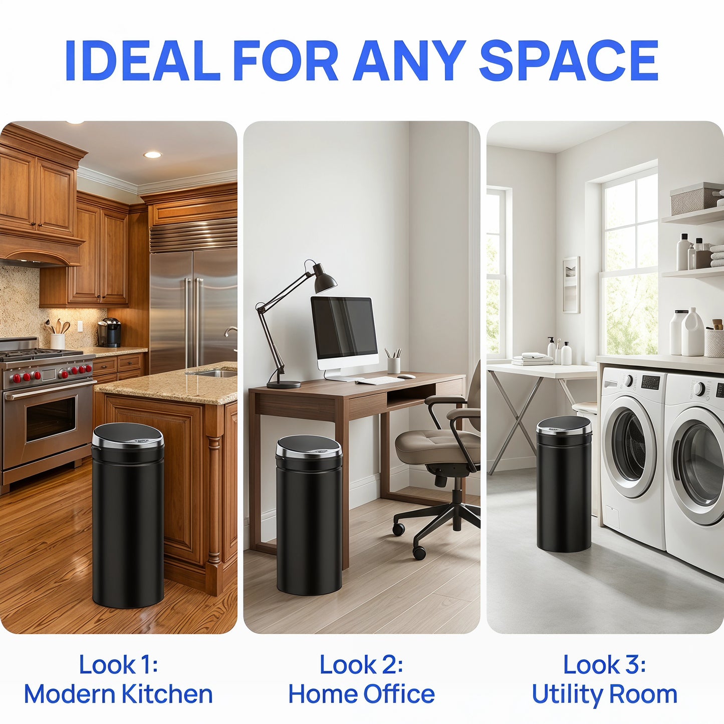 HOMCOM 50L Sensor Bin, Automatic Touchless Rubbish Bin with Soft-Close Lid, Fingerprint Resistant Stainless Steel for Kitchen, Home Office, Recycling and Waste, Black